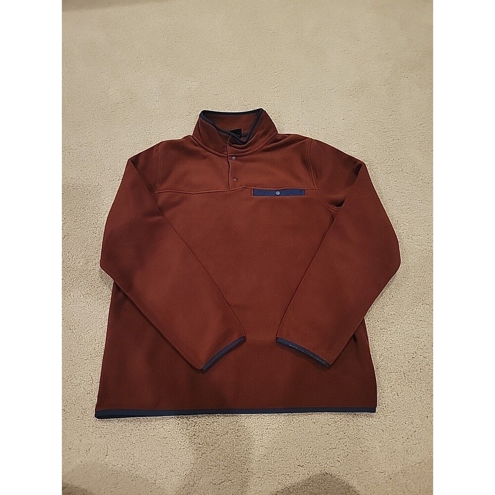32 Degrees Heat Men’s ¼ Quarter Snap Fleece Pullover, Size Medium, Rust Brown